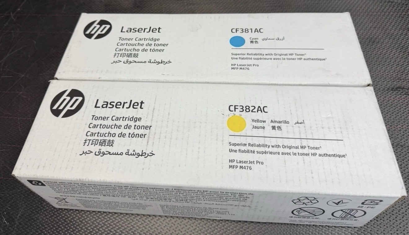 2 Genuine HP 312A LaserJet Pro M476 Cyan & Yellow CF381AC, CF382AC