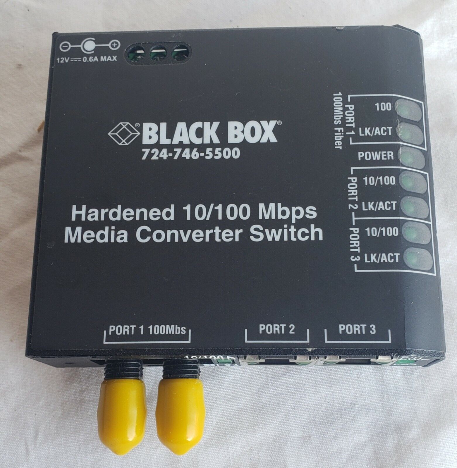 Black Box 2 x RJ-45 1 x SC Duplex Rack-Mountable Hardened Media Converter Switch