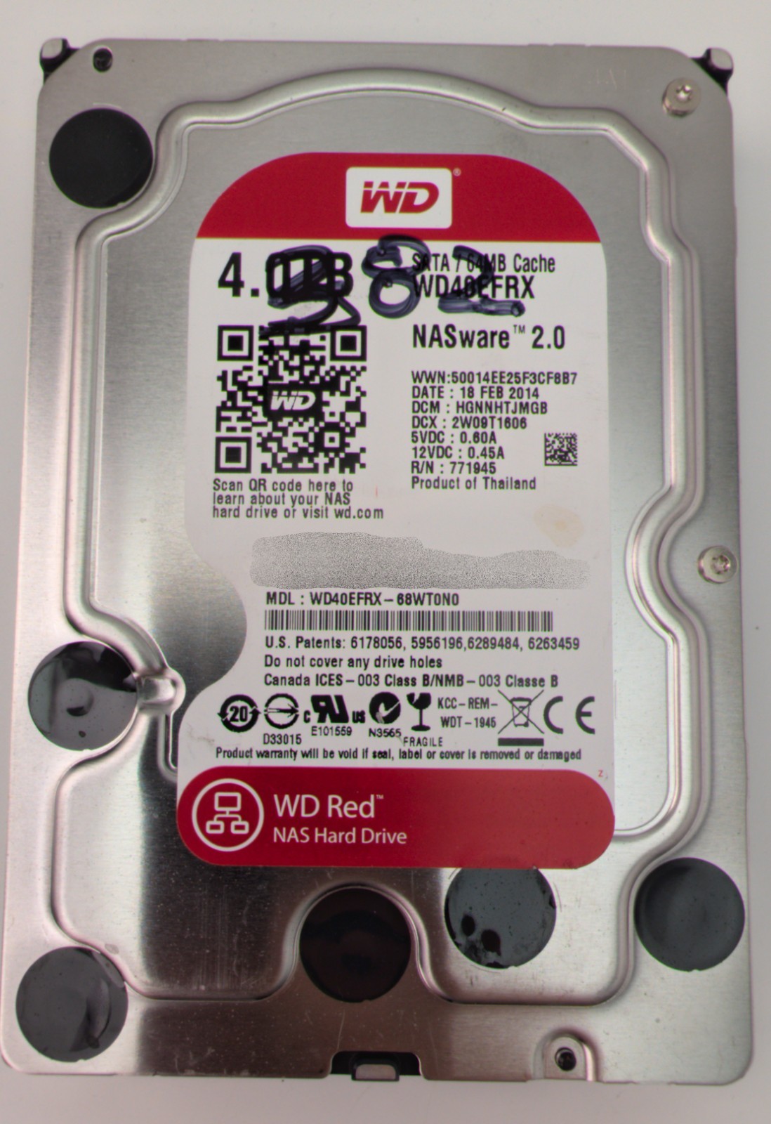 Western Digital WD Red 4TB NAS Hard Drive WD40EFRX SATA 64MB 3.5