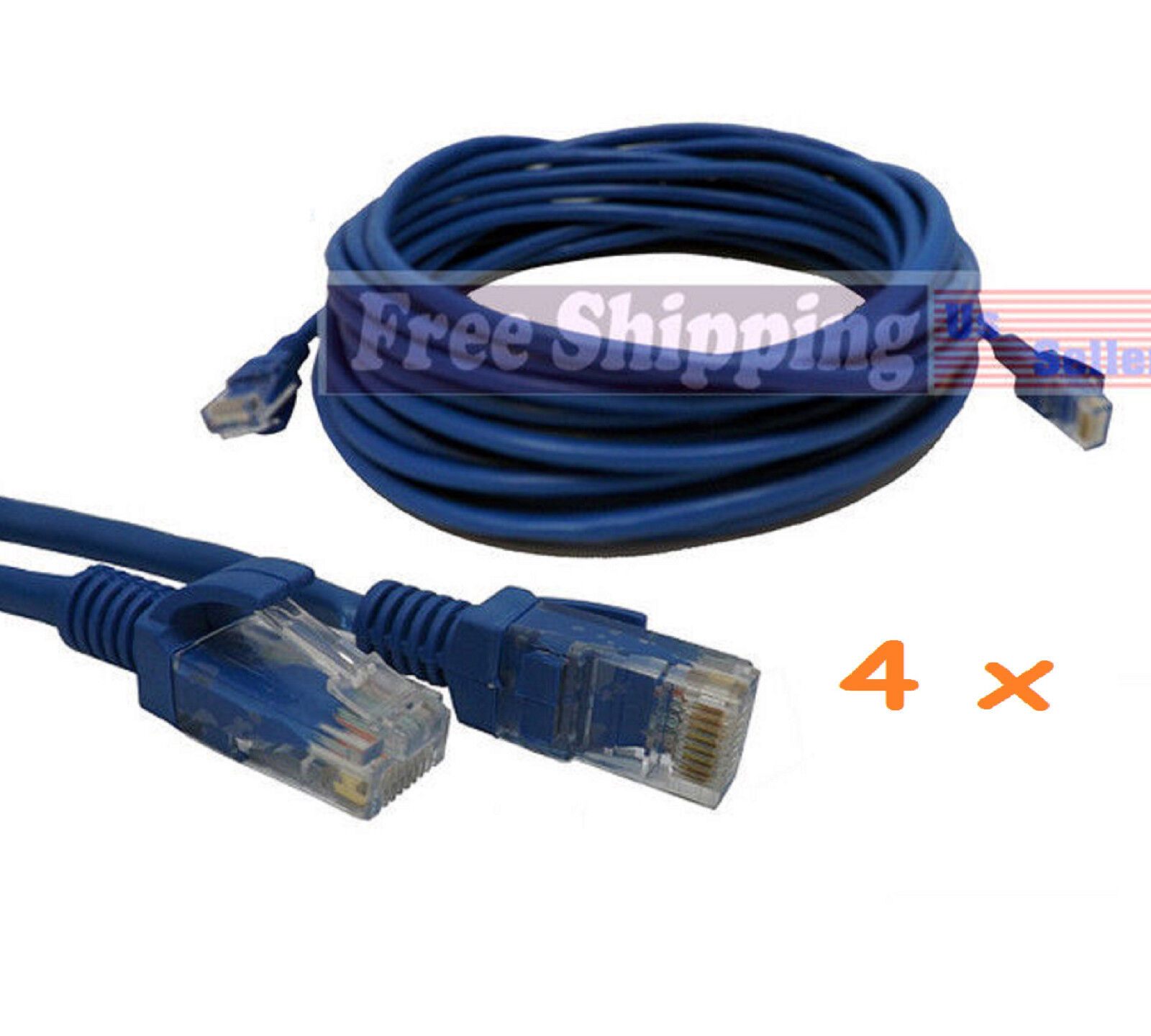(4 Pack)  25FT RJ45 Cat5 CAT5E Ethernet LAN Network Cable  - Blue