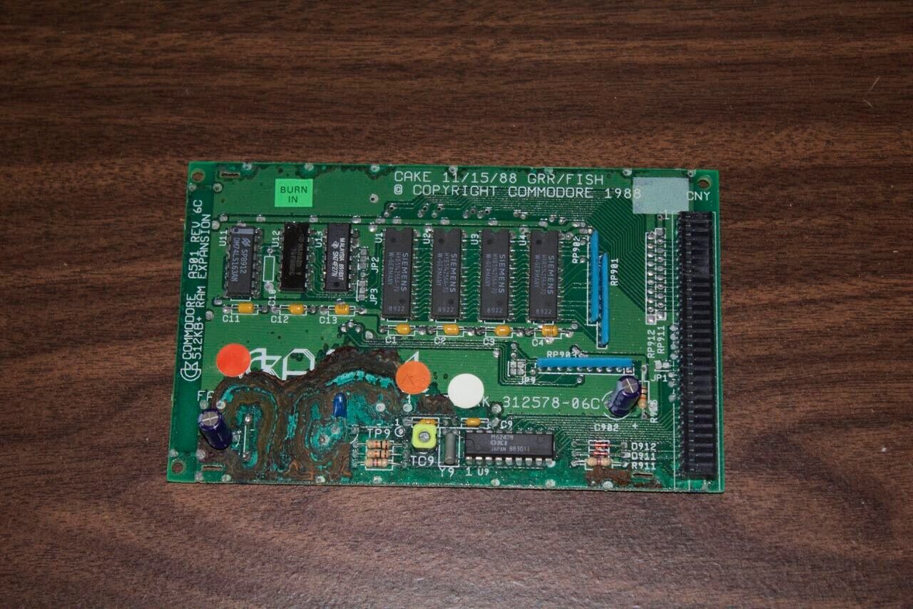 Commodore Amiga A501 512k RAM Expansion - Revision 6C Board - RAM Good, No Clock