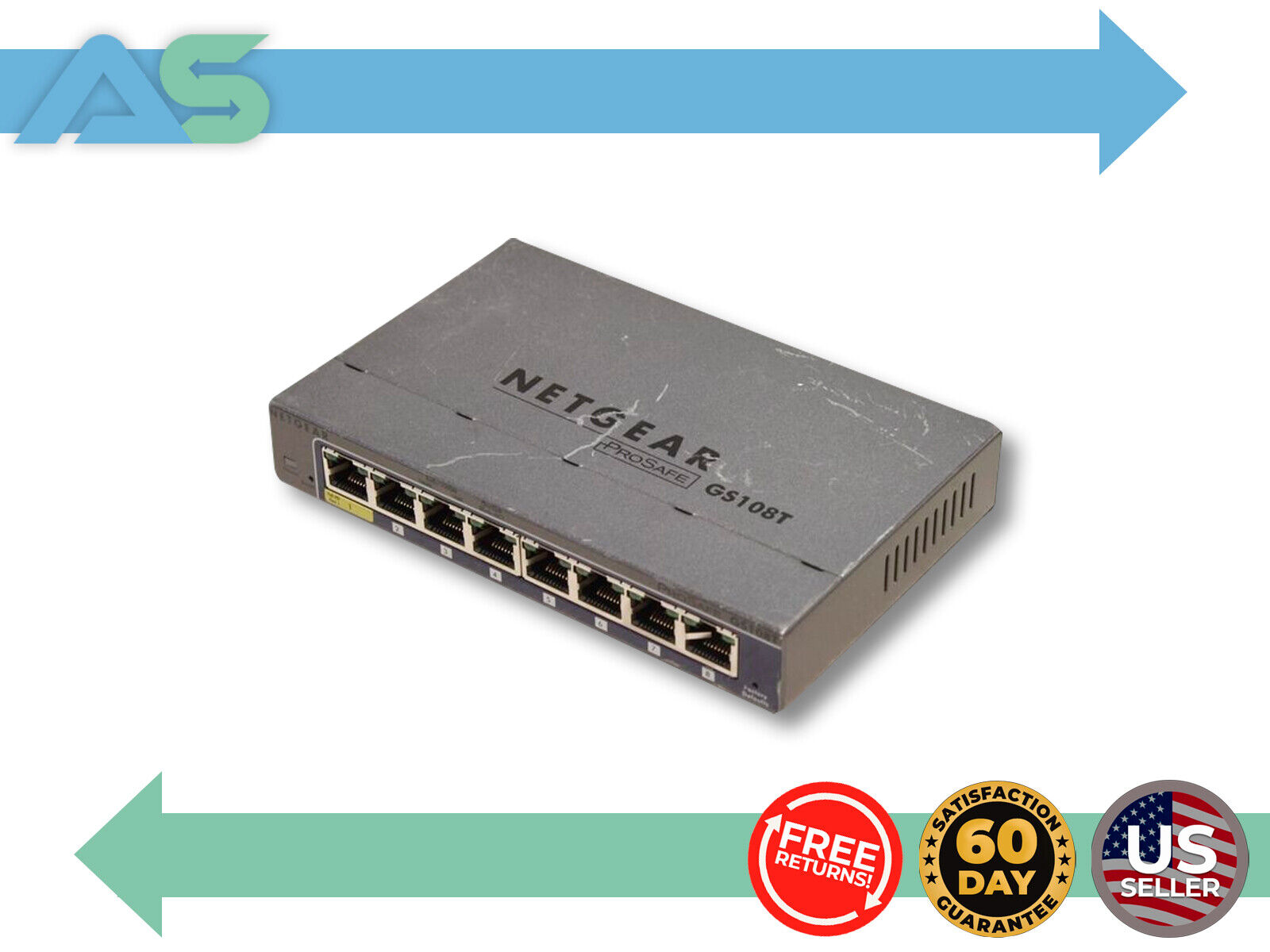 NETGEAR ProSafe GS108Tv2 GS108T Smart Switch 8-Port Gigabit (No Adapter)