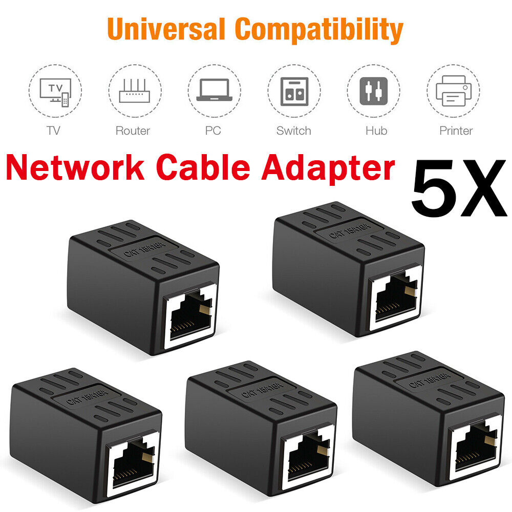 5X RJ45 Ethernet Coupler Adapter Connector Joiner Cable Extender For Cat 7 6 5 E
