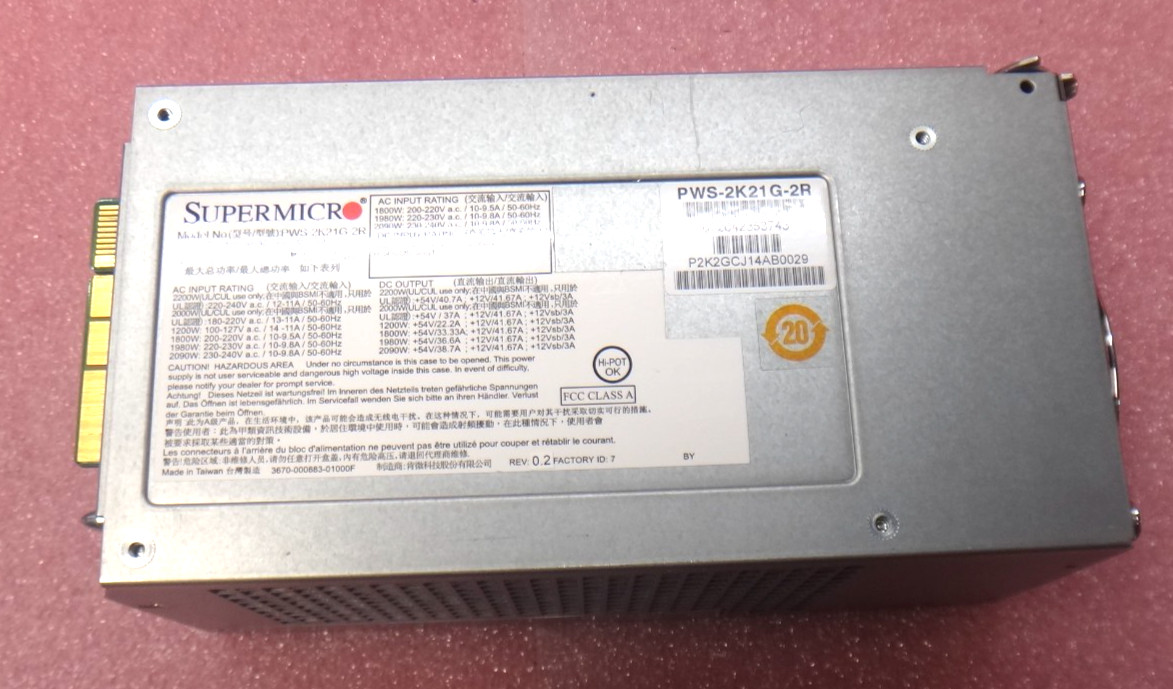Genuine SUPER MICRO PWS-2K21G-2R 2090W Switching Power Supply