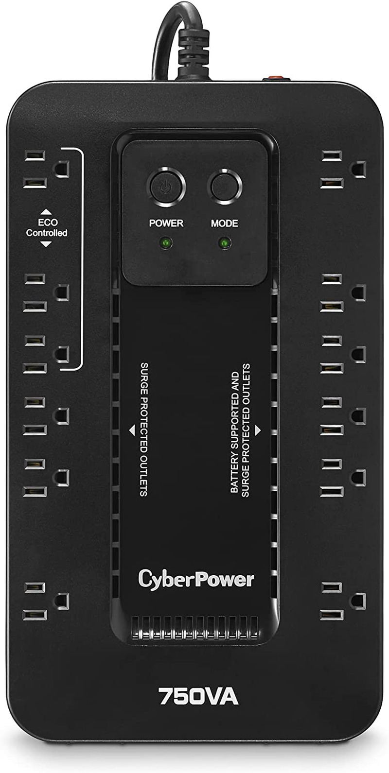 Cyberpower EC750G Ecologic Battery Backup & Surge Protector UPS System, 750VA/45