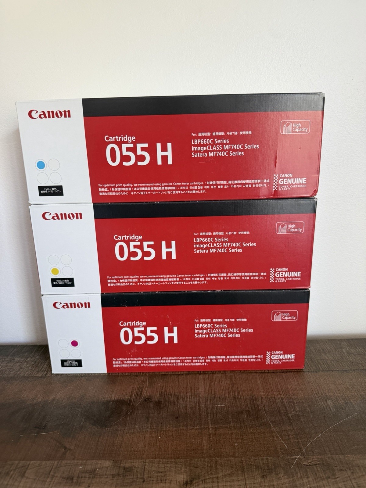 NEW SEALED Canon 055H Color Toner Set Cyan Magenta Yellow High Yield Genuine