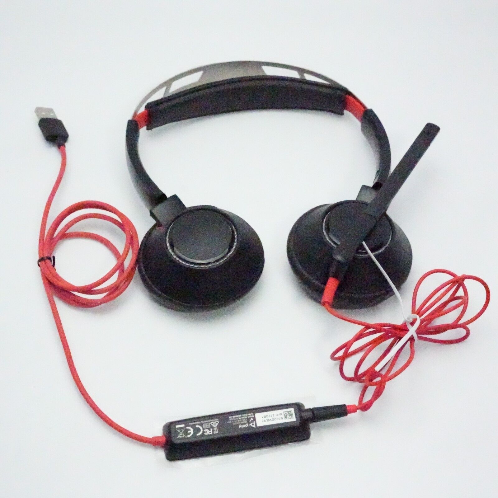 Poly Blackwire C5220 Wired Noise Canceling On The Ear Stereo Headphones w Remote
