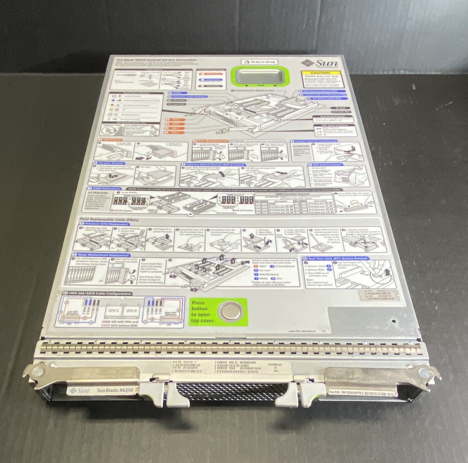 Sun Blade X6250 540-7254, 2x 3.33GHz CPU X5470 Quad Core - 32GB Memory - RAID 5