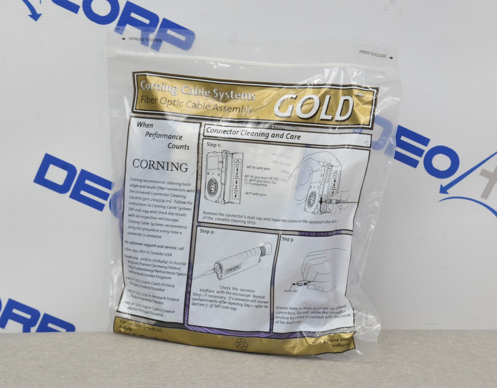 Lot of 5 Corning Cable Systems GOLD Fiber Optic Cable 0557-A9660-025M