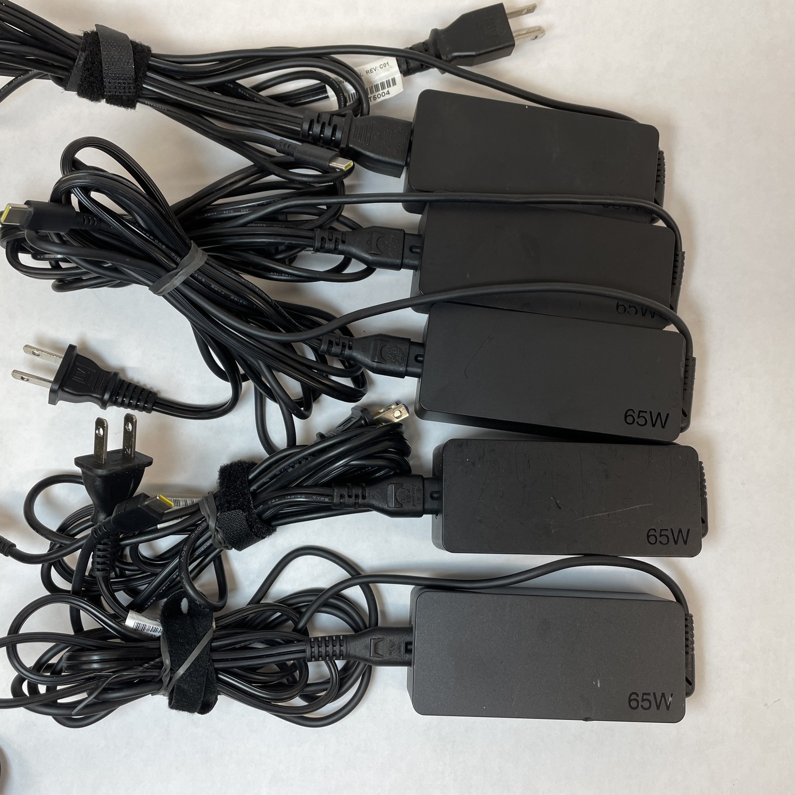 Lot of 5 Lenovo 65W USB-C AC Adapters Mixed Models B Grade