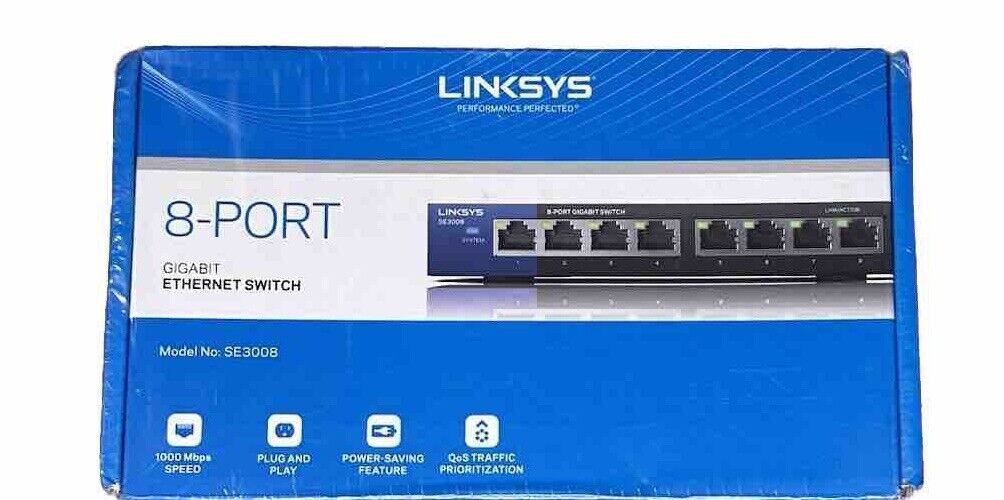 Linksys SE3008 8 Ports Rack Mountable Gigabit Ethernet Switch