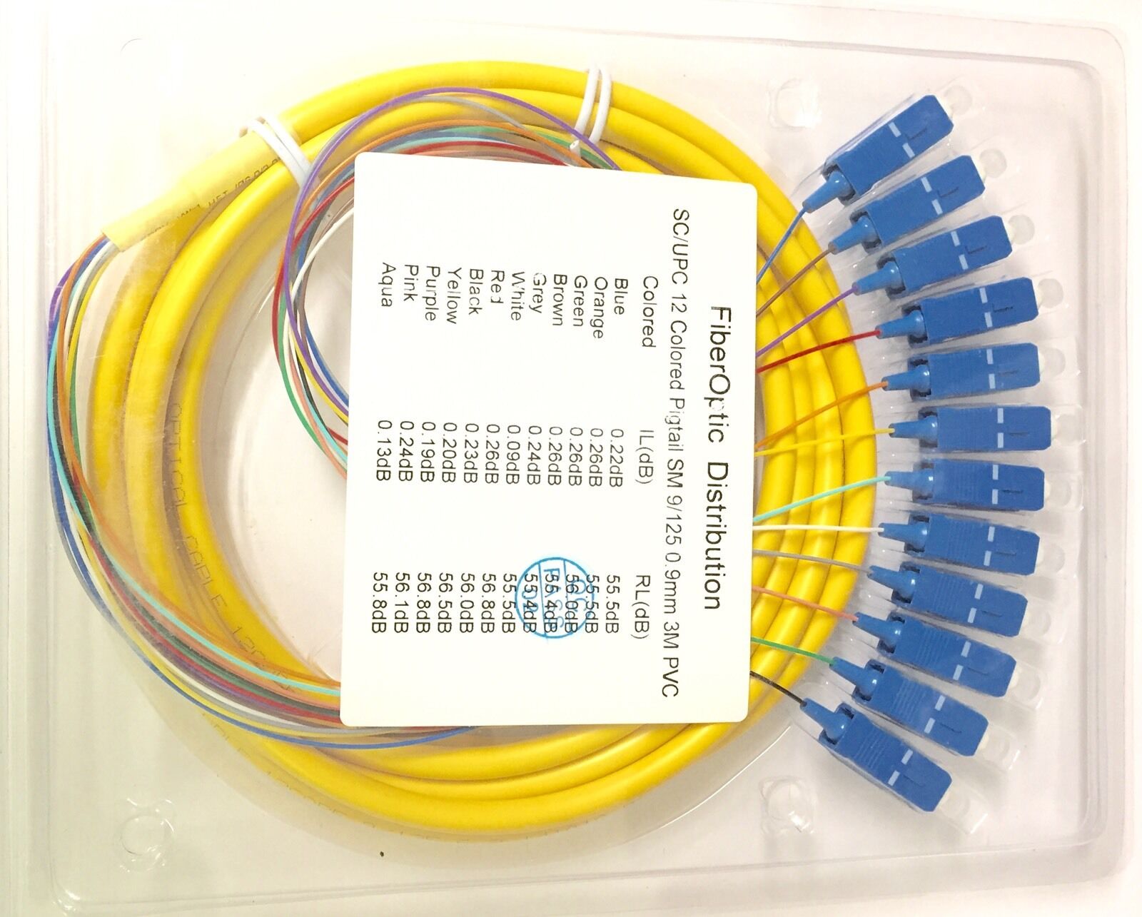 3M 12-fiber SC/UPC 9/125 Single-mode Fiber Optic Pigtail - 75321