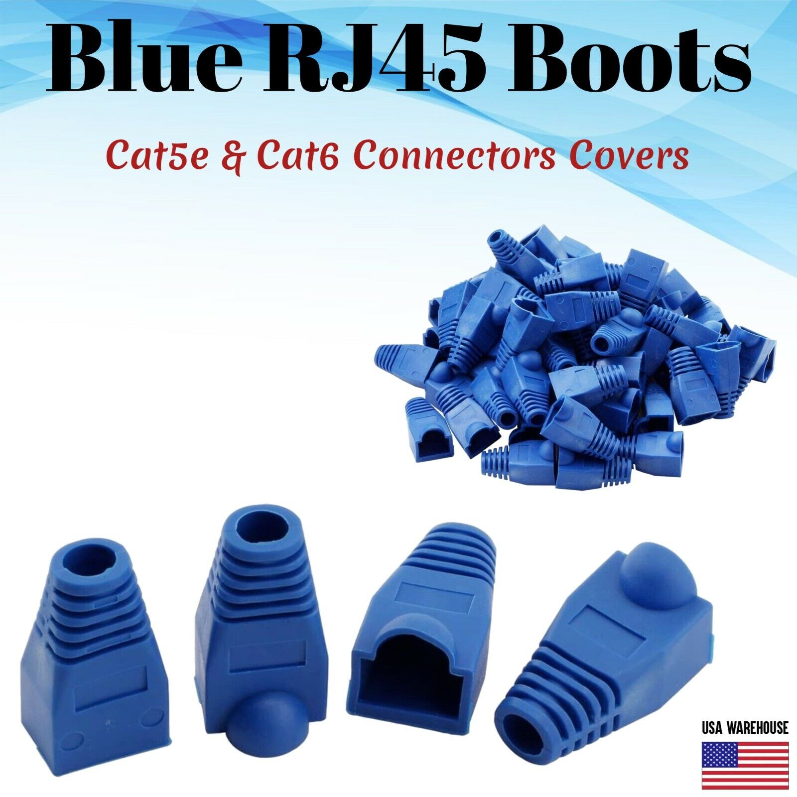 Cat5e Cat5 Cat6 RJ45 Boot End Cap Blue Connector Modular Head Plug Cable Lot