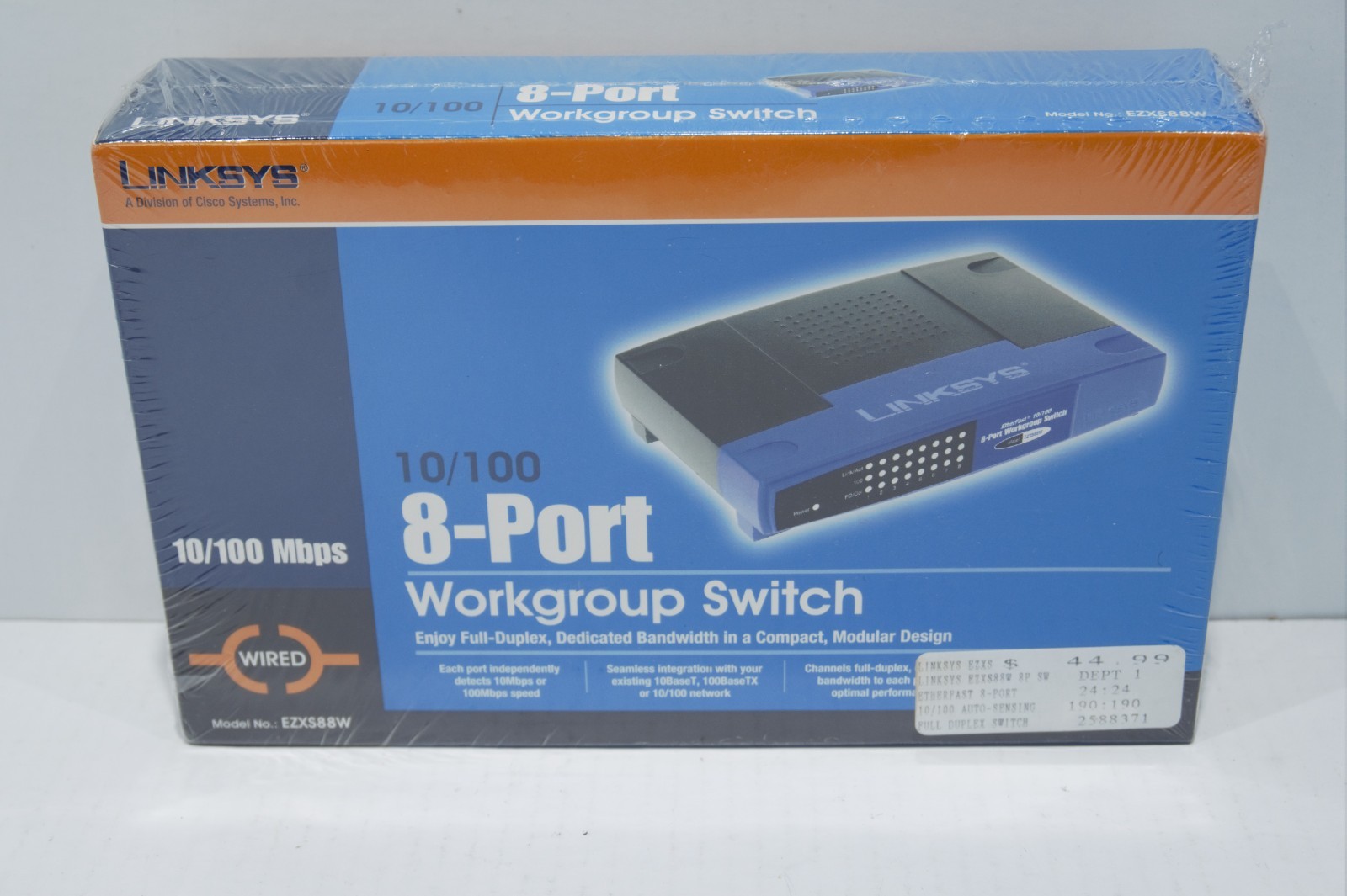 NEW LINKSYS EZXS88W 10/100 8-PORT WORKGROUP ETHERNET SWITCH - FACTORY SEALED
