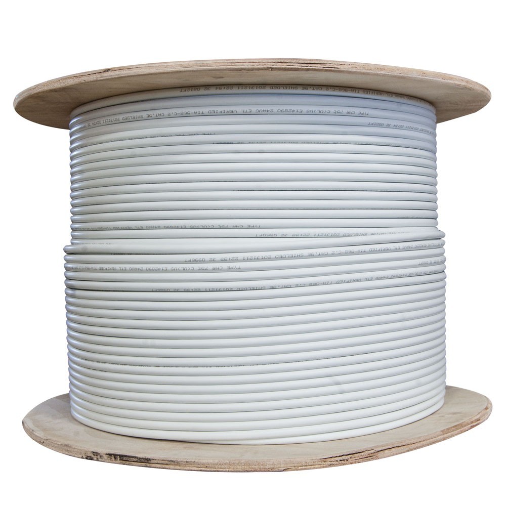 Cat5e Plenum  Solid Bare Copper 1000FT 350MHZ 24AWG In White 