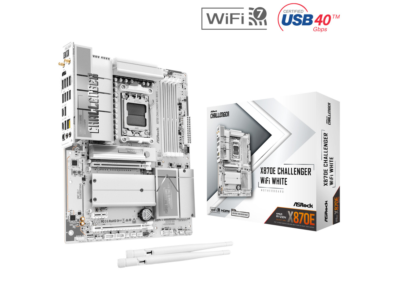 ASRock X870E Challenger WiFi White AM5 AMD X870E ATX Motherboard
