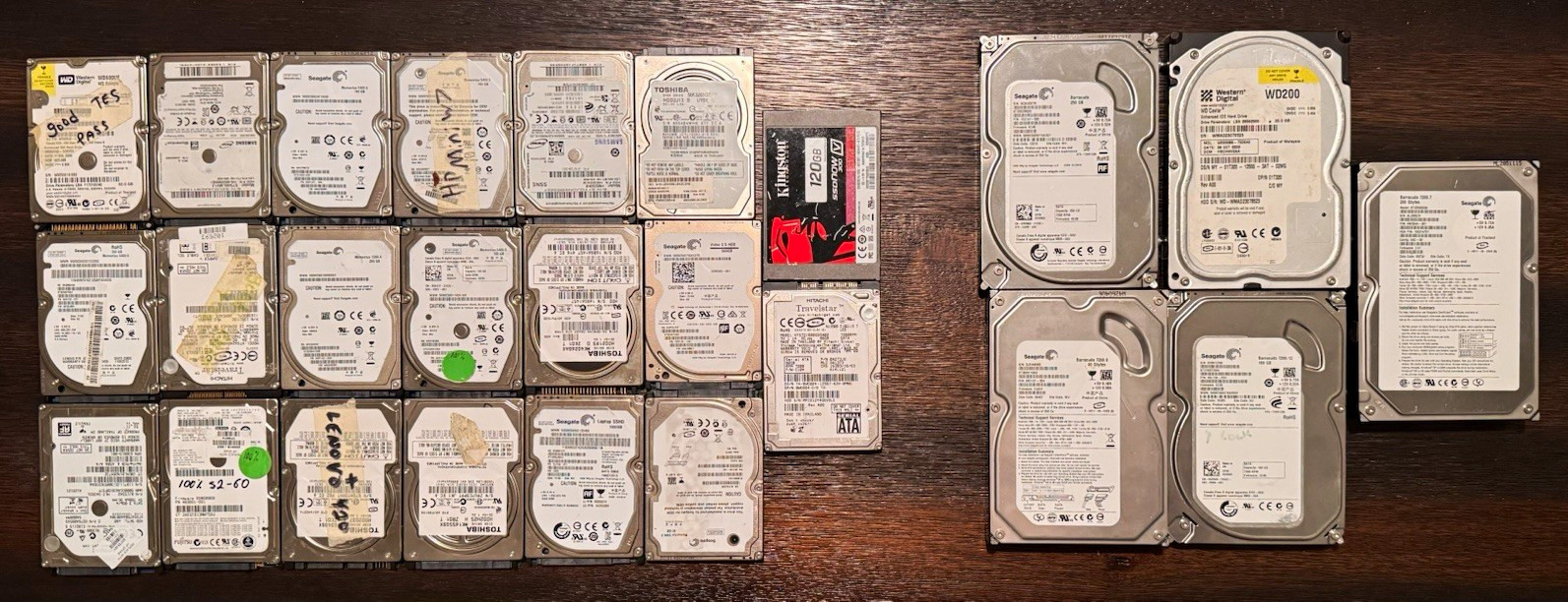 25x Hard Drive Bulk Lot-Mixed Sizes & Brands-Untested/For Parts-As Is-No Refund