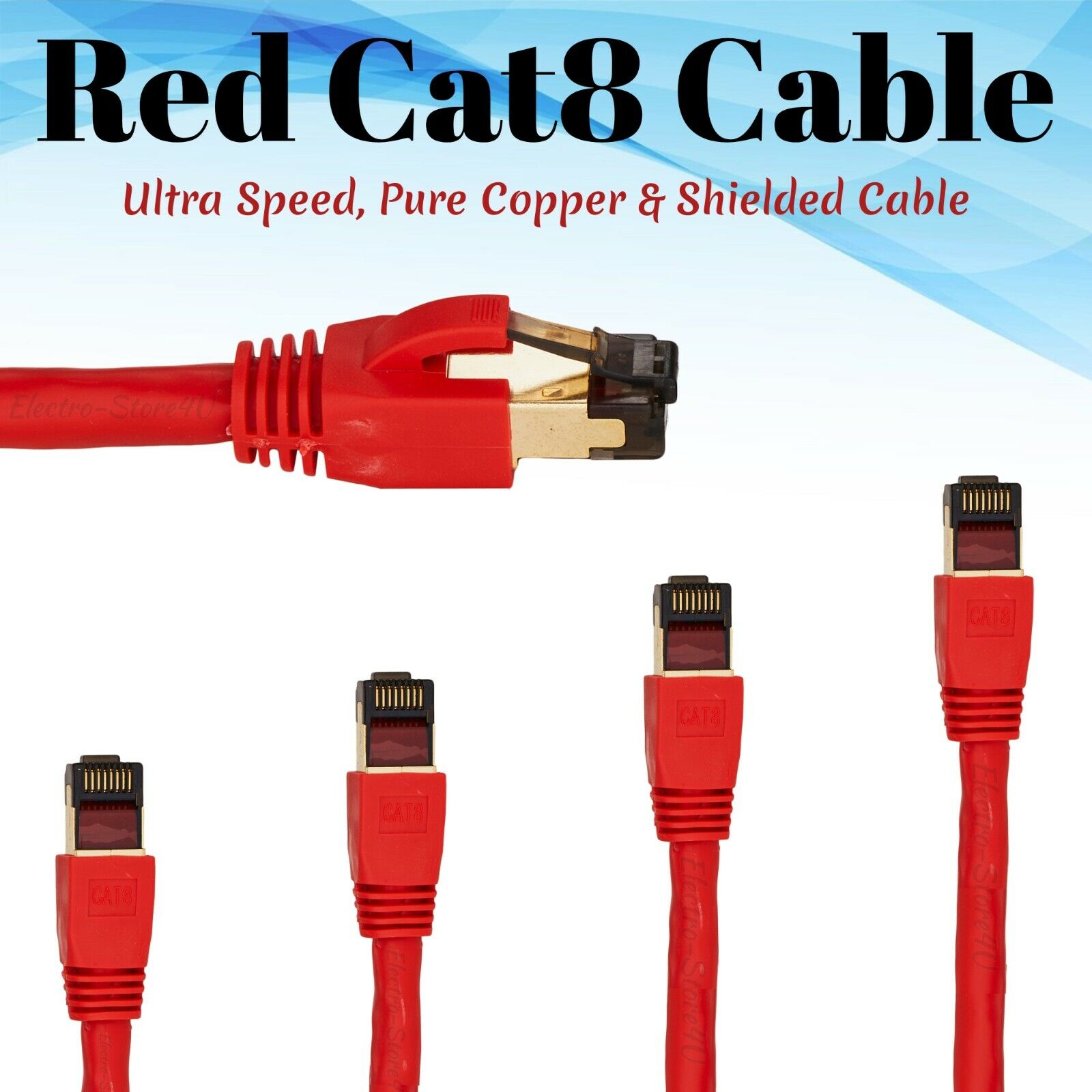 Cat 8 Ethernet Cable Red RJ45 Network UTP Lan Cable Patch Cord S/FTP 26AWG Lot