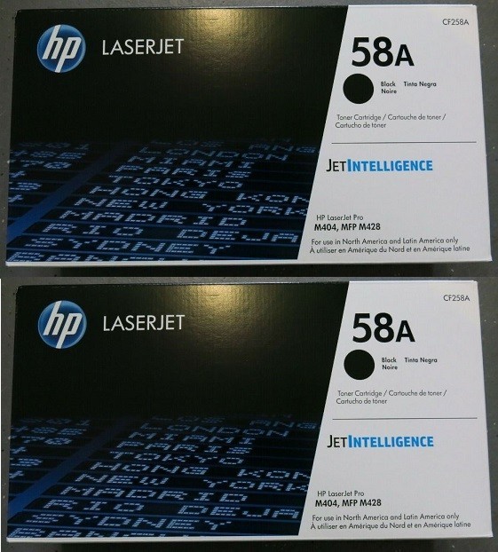 2 Genuine Original Sealed HP 58A Toner Cartridges -- OPEN BOX OPEN TUB  
