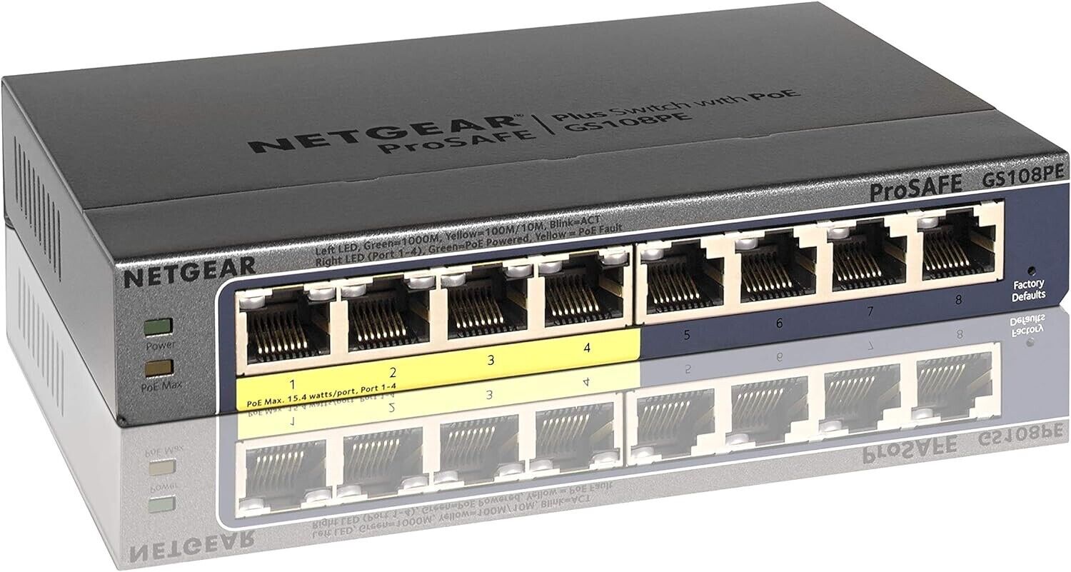 NETGEAR 8-Port Gigabit Ethernet Smart Managed Plus PoE Network Switch, Hub, Inte