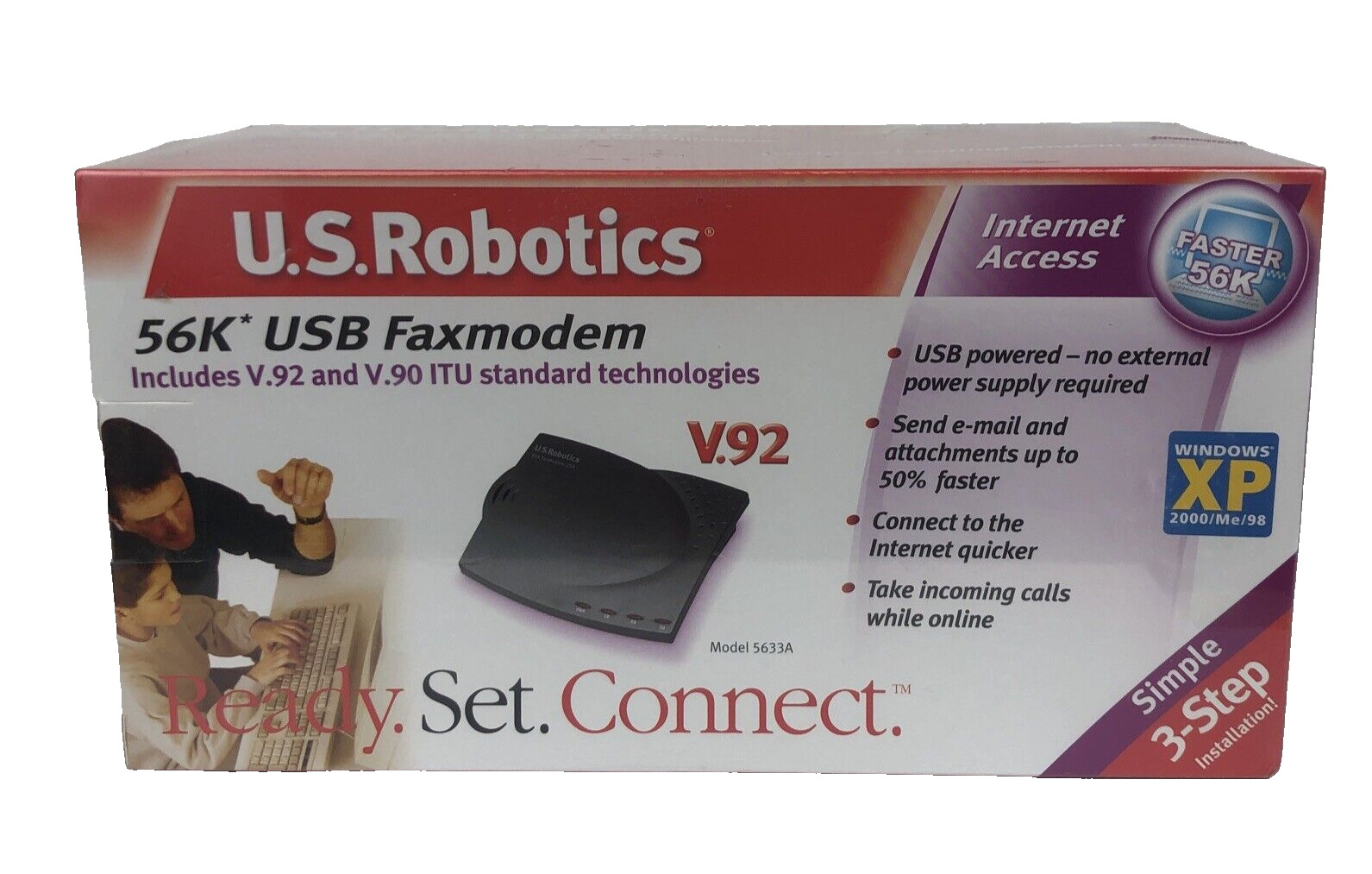 U.S. Robotics 56K Fax Modem USB V.92 V.90 56K ITU USR5633A NEW