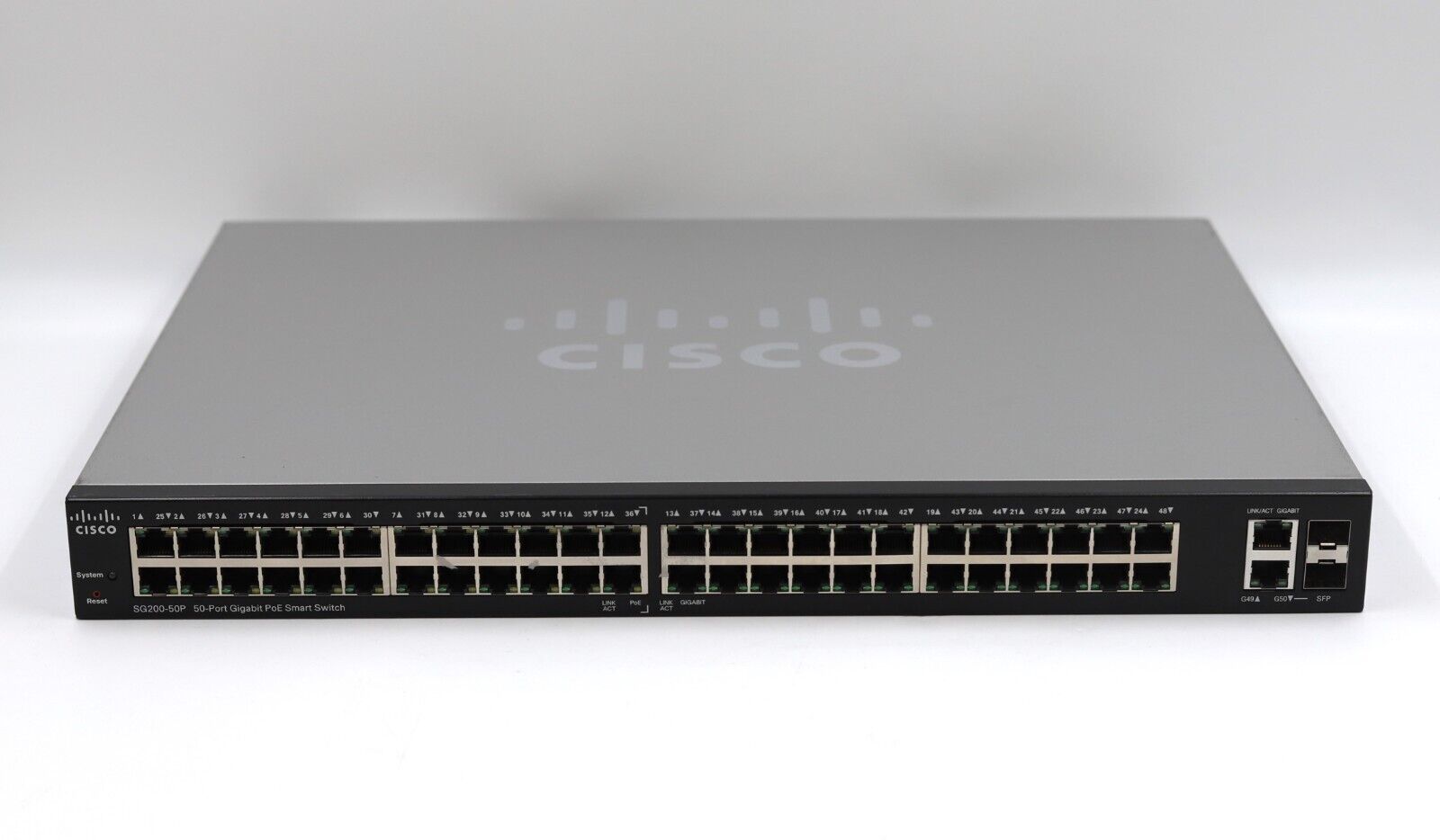Cisco SG200-50P 50-Port Gigabit PoE+ Smart Network Switch P/N: SLM2048PT V02