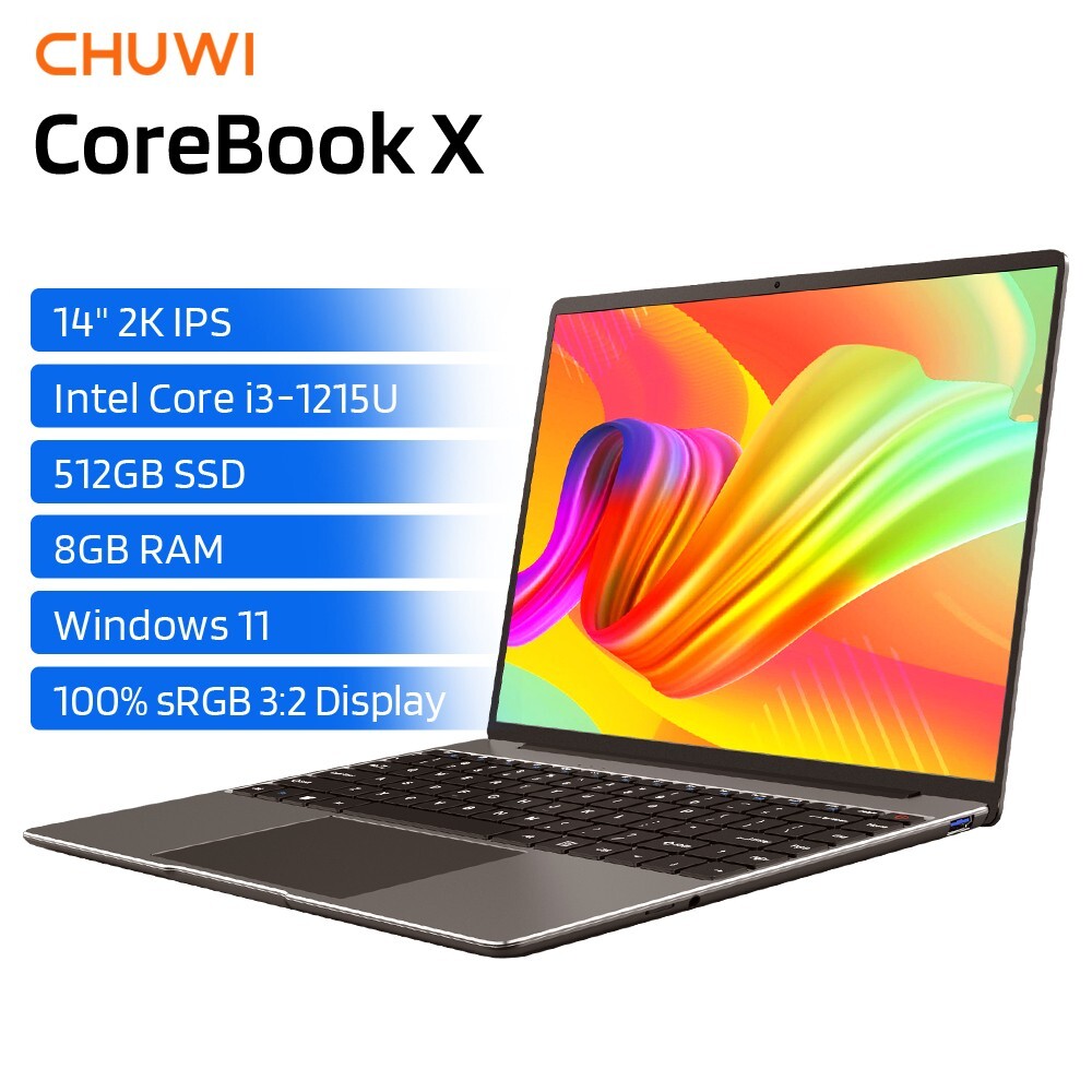 CHUWI CoreBook X 14.1'' Laptop Intel Core i3-1215U 4.4GHz 8GB RAM 512GB SSD W11H
