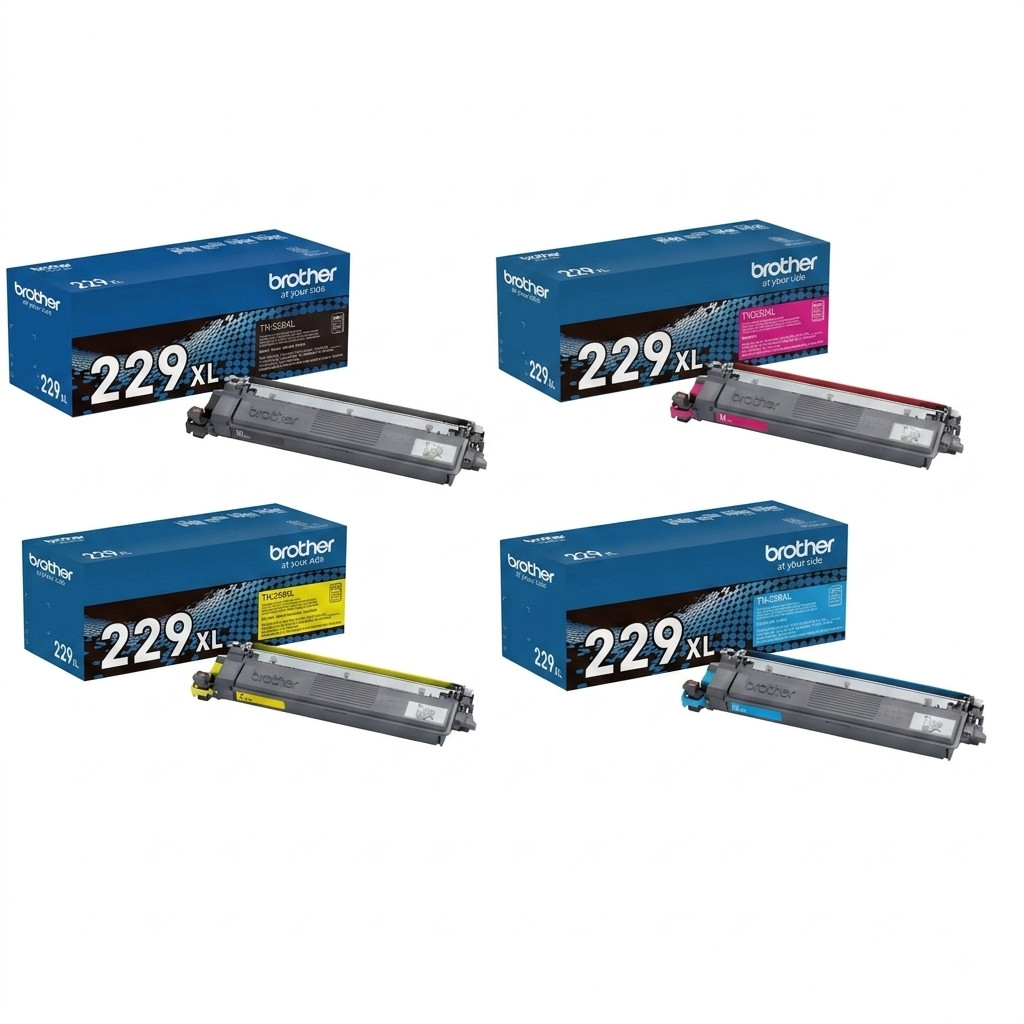 Brother TN229XL Genuine OEM Black & Color High Yield Toner Set 4-Pack