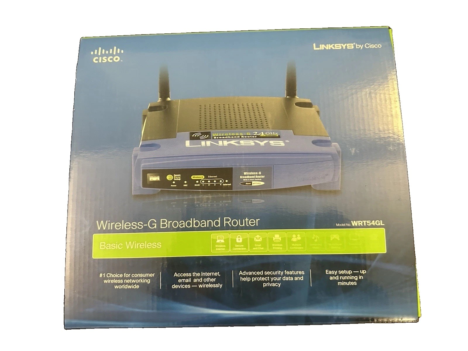 Linksys by Cisco Wireless-G Broadband Router WRT54GL Easy Setup New