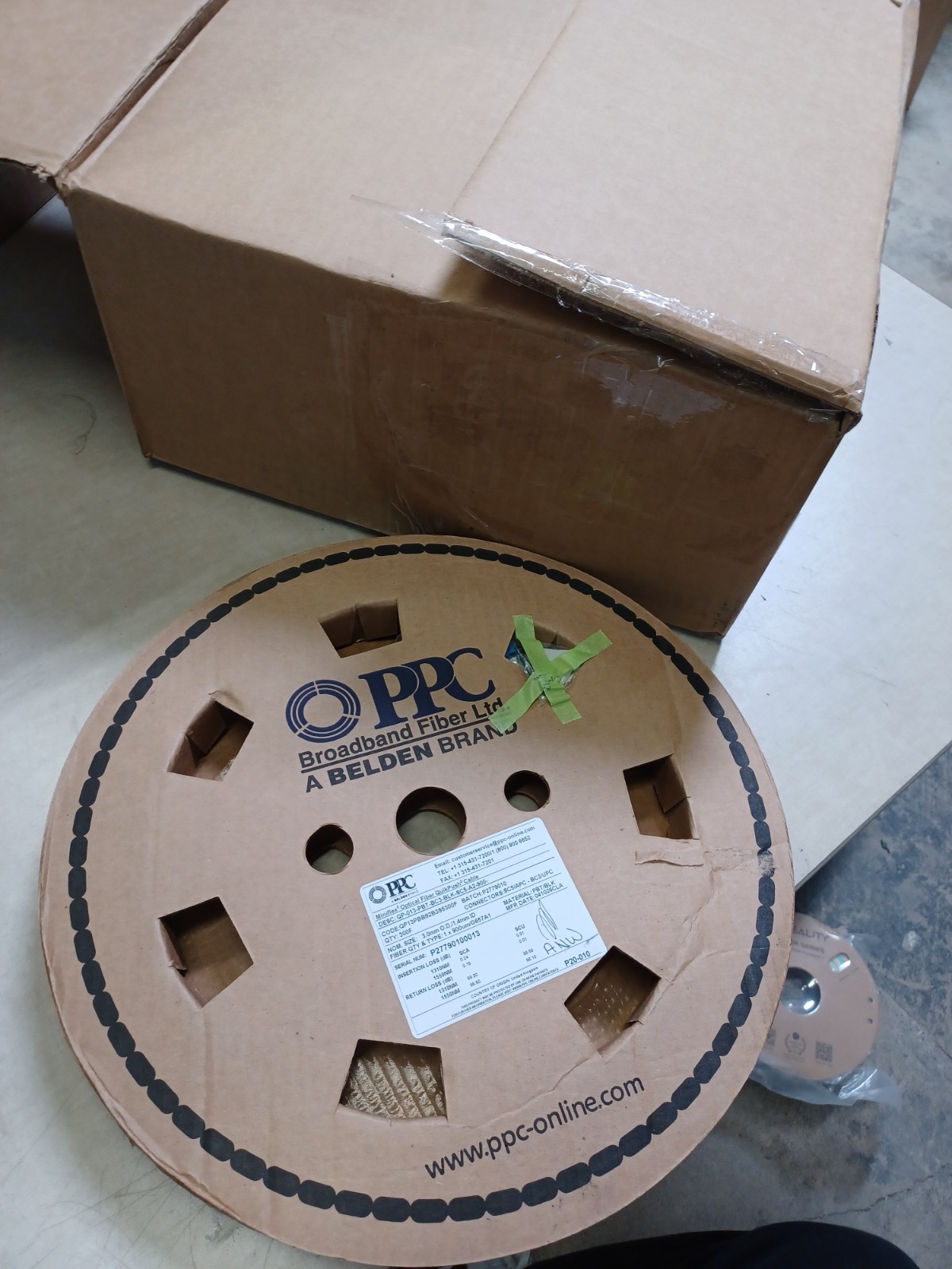 PPC MiniFlex Optical Fiber QuikPush Cable 300ft QP-013-PBT-BC3-BLK-SC5-A2-900