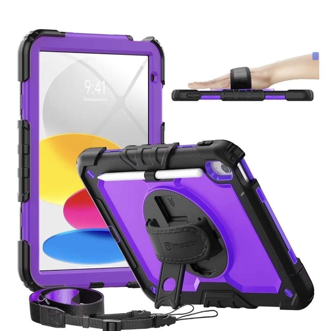 Timecity Shockproof Case w/ Kickstand & Shoulder Strap for iPad 10/11 10.9\
