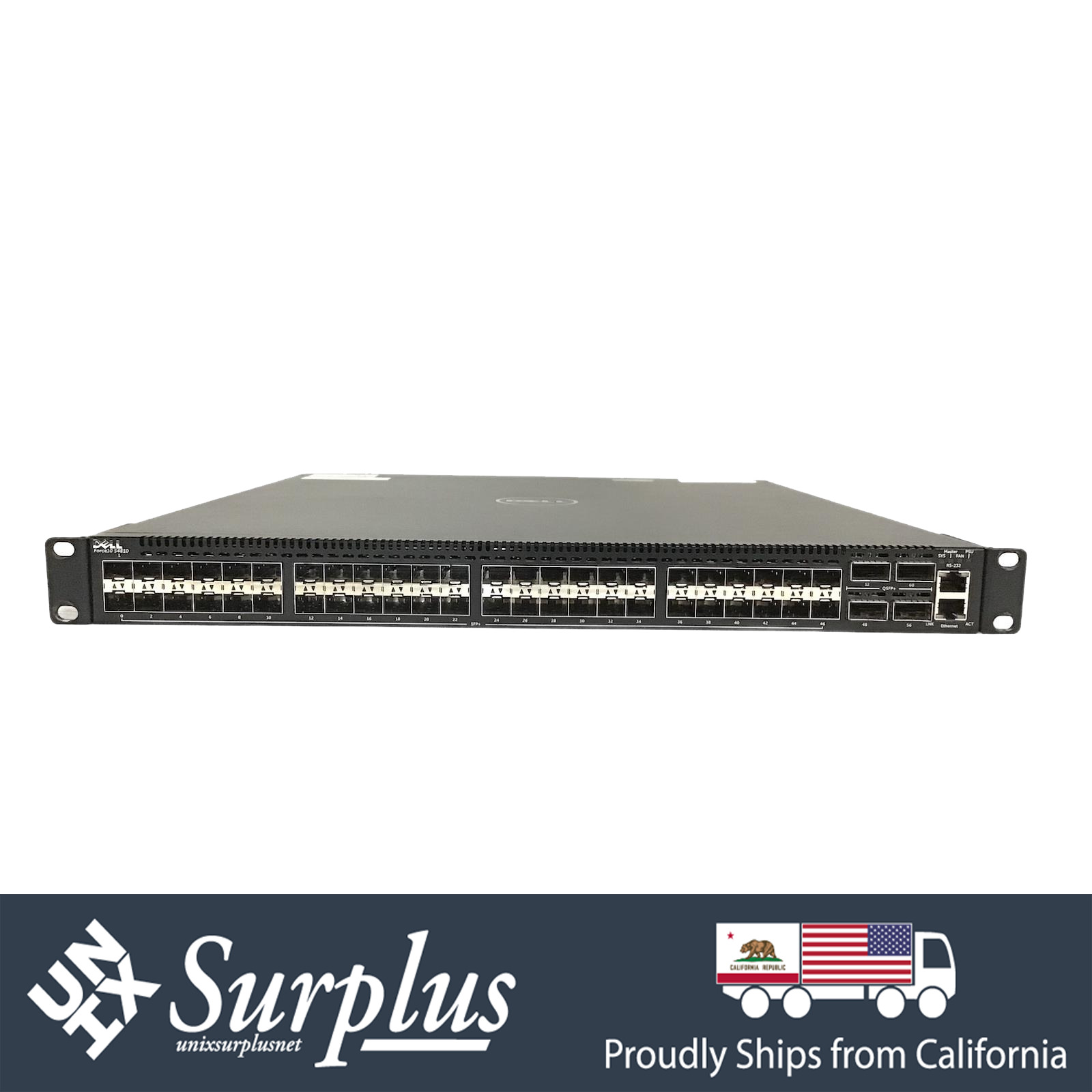 S4810 Dell Force 10 48-Port 10Gbps SFP+ 4-Port 40G QSFP+ Switch 1x PSU w/ Ears