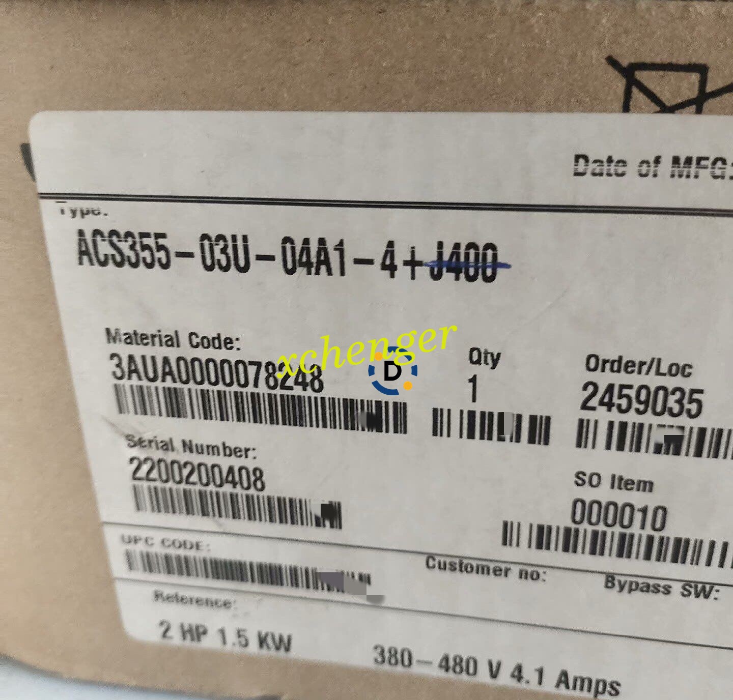 1PCS ABB ACS355-03U-04A1-4+J400 frequency converter new via FedEx or DHL