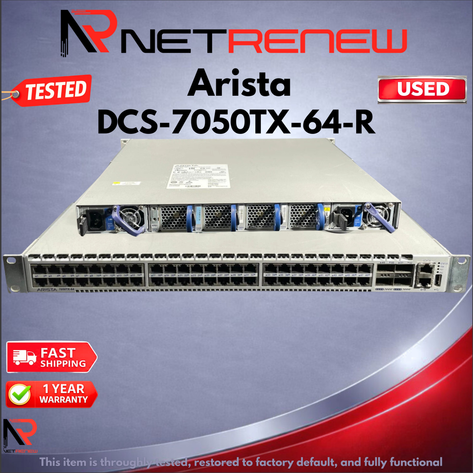 Arista DCS-7050TX-64-R 48xRJ45 (1/10GBASE-T) & 4xQSFP+ Switch 