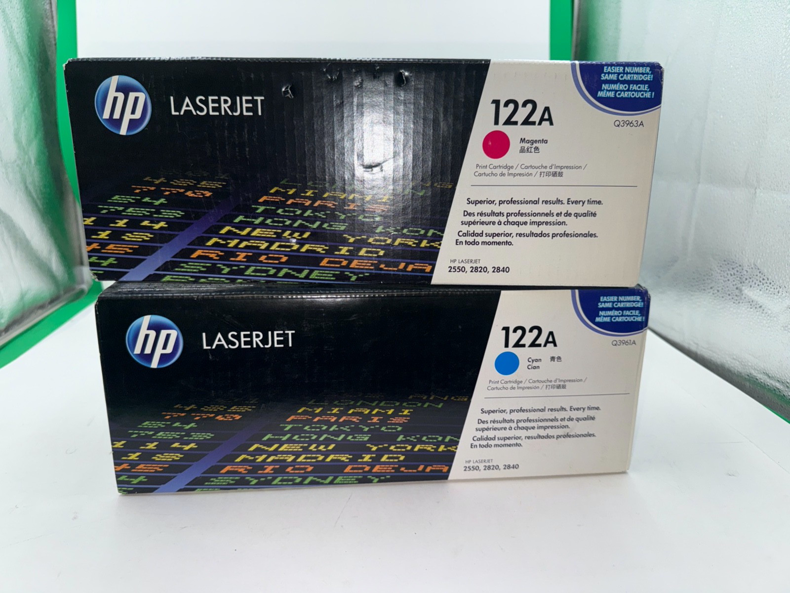 LOT OF 2 -Genuine HP 122A -Magenta and Cyan Toner - New, sealed, OEM