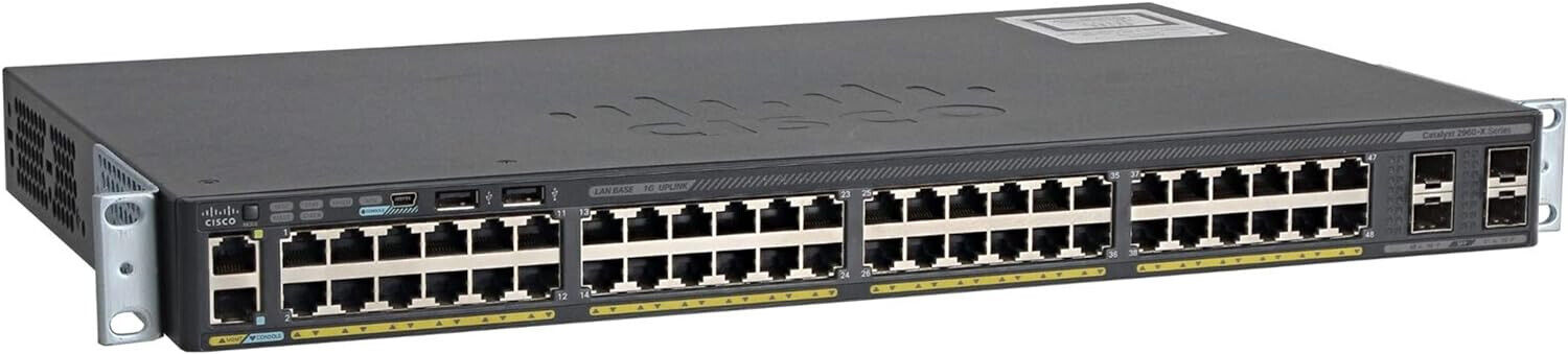 Cisco WS-C2960X-48TS-L Switch - 48-Port - Managed with Cable + Rack Mount