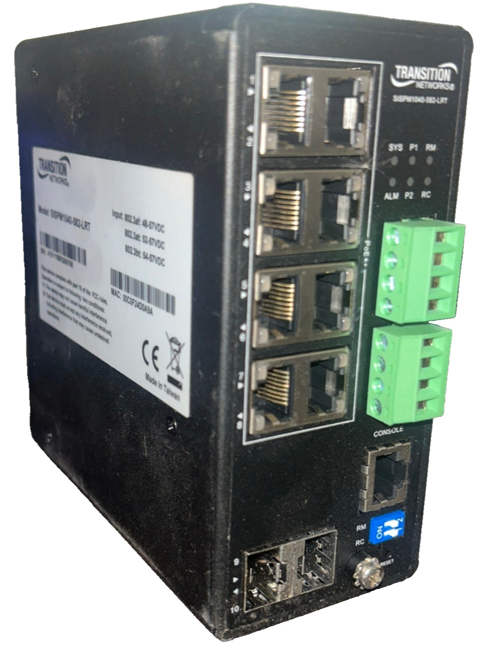 Transition Networks 8 Port Managed Hardened Giga Ethernet SISPM1040-582-LRT.  K7
