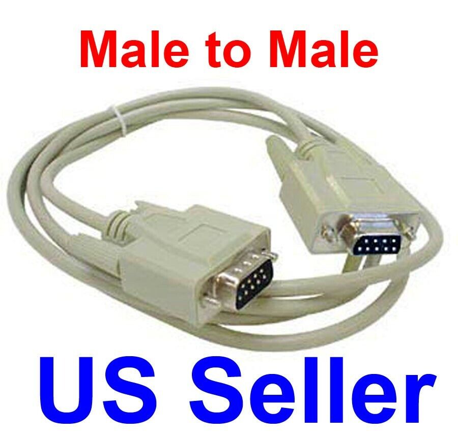 6ft DB9 RS232 Serial Cable Male to Male Null Modem Cord RS-232 Cross TX/RX Line