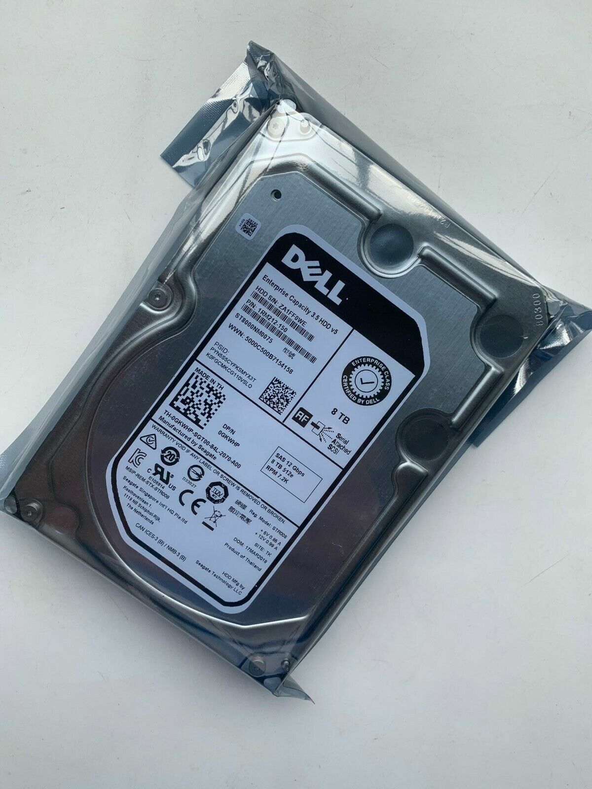 DELL GKWHP 0GKWHP ST8000NM0075 8TB 7200RPM 256MB SAS 12Gb/s 3.5\