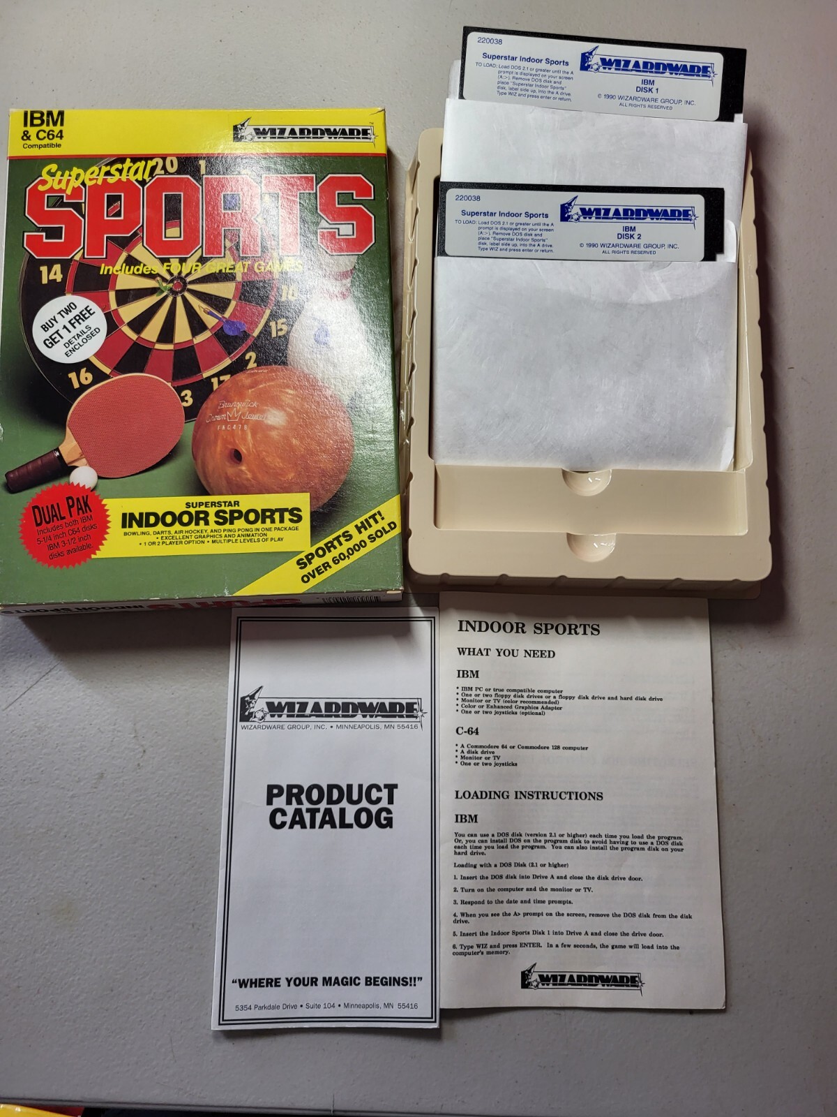 1987 Superstar Indoor Sports Bowling Air Hockey Ping Pong IBM 5 1/4