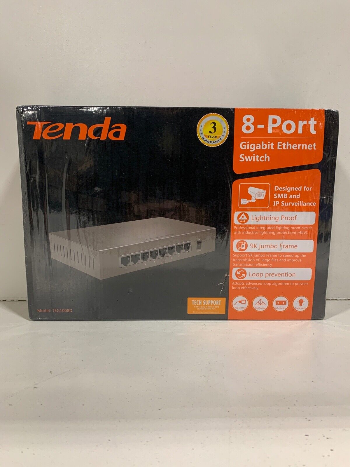 Tenda TEG1008D 8-Port 10/100/1000Mbps Gigabit Ethernet Switch Lan Hub Unmanaged