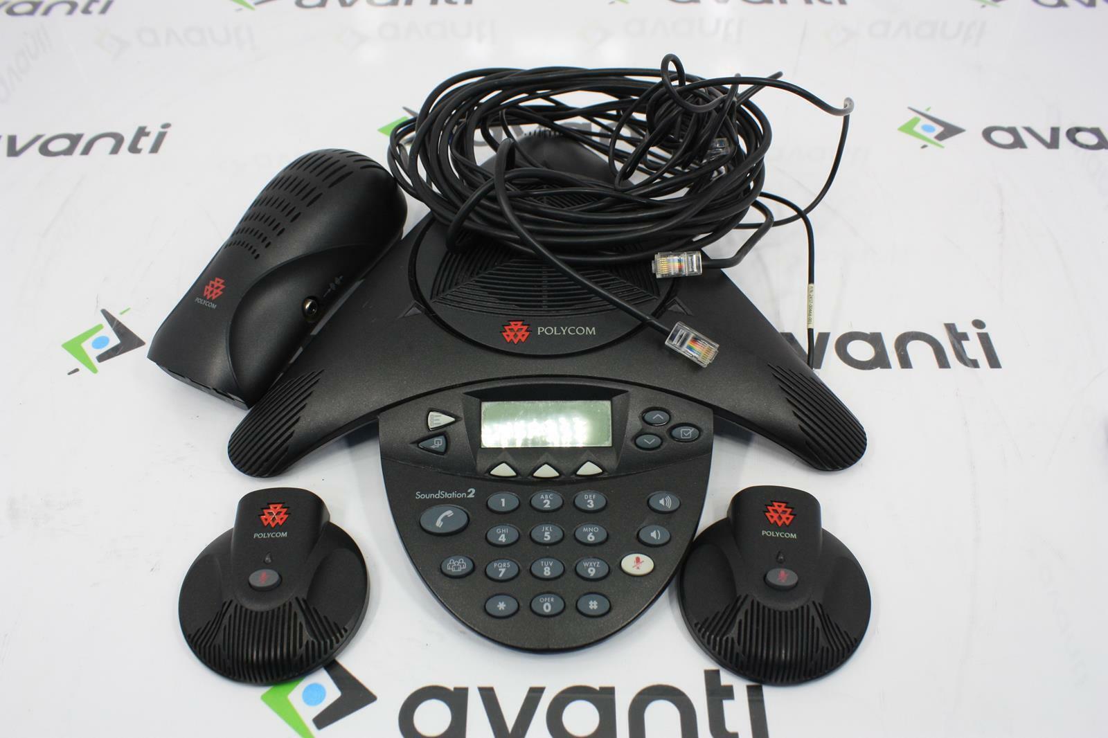 POLYCOM 2201 16200 601 with power supply and two microphone extenders w Cables