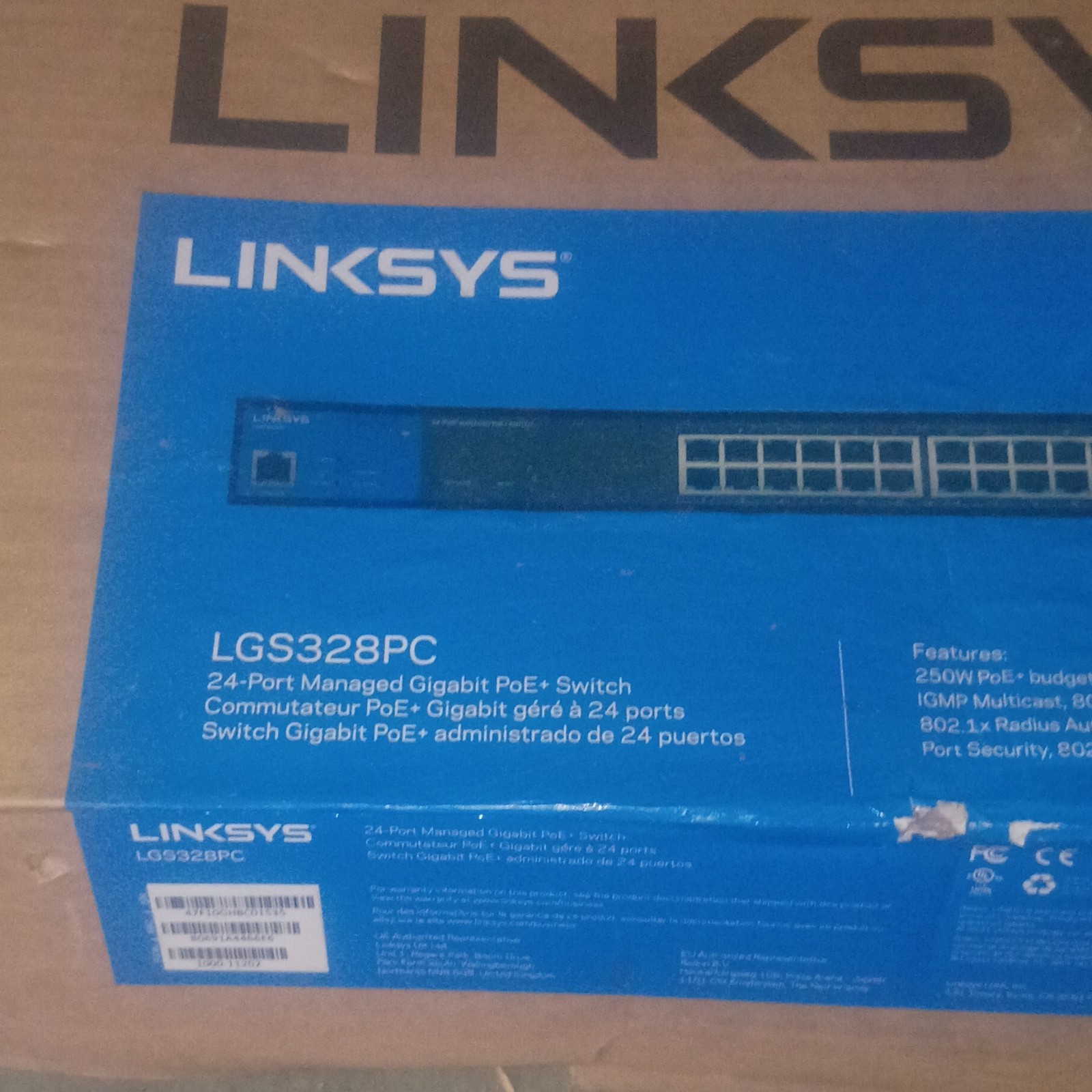 Linksys LGS328PC 24-Port Fully Managed Gigabit PoE+ Rack Switch w/ SFP