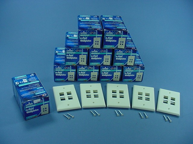 Leviton 41080-4AP Almond 1-Gang 4-Port Unbreakable Nylon Wallplate Cover 50pcs