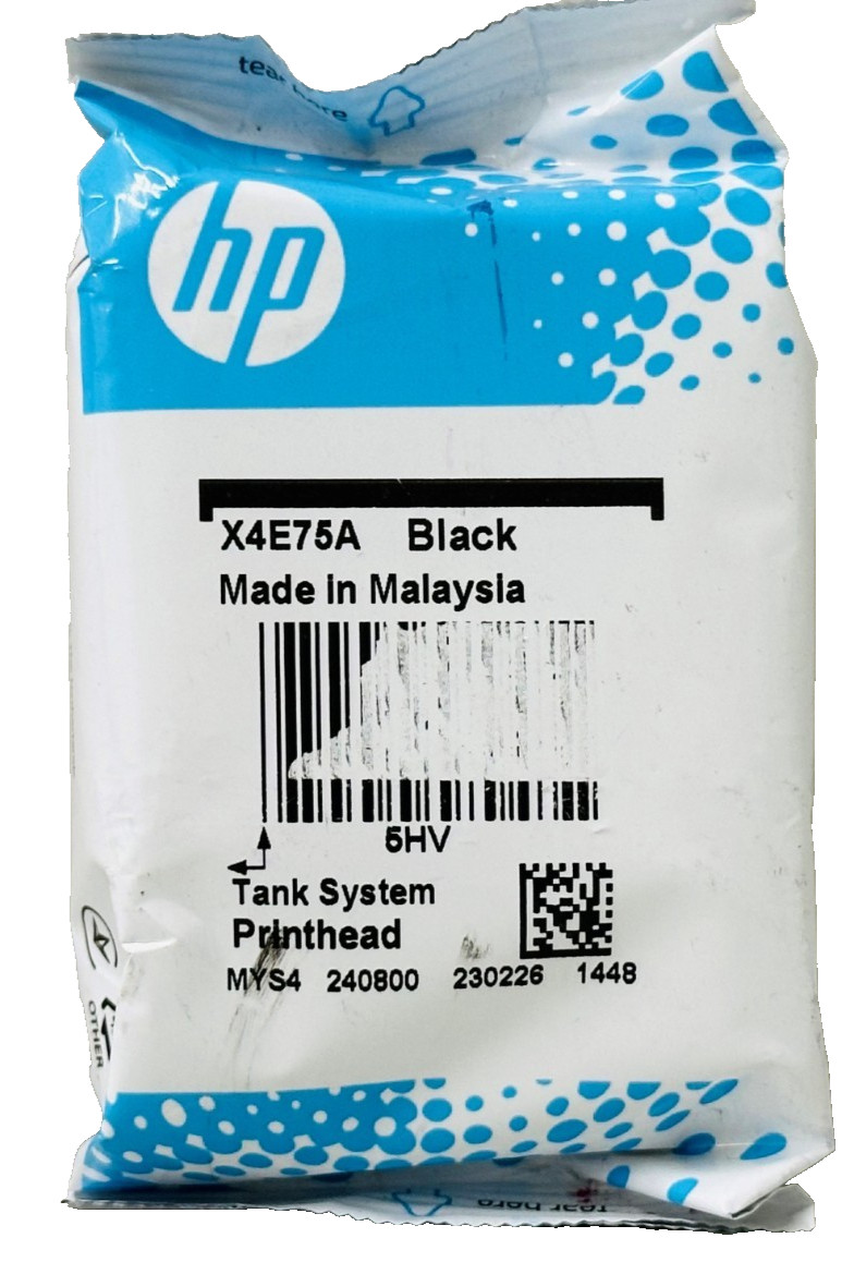 New Genuine HP X4E75A Black Tank System Printhead Bag