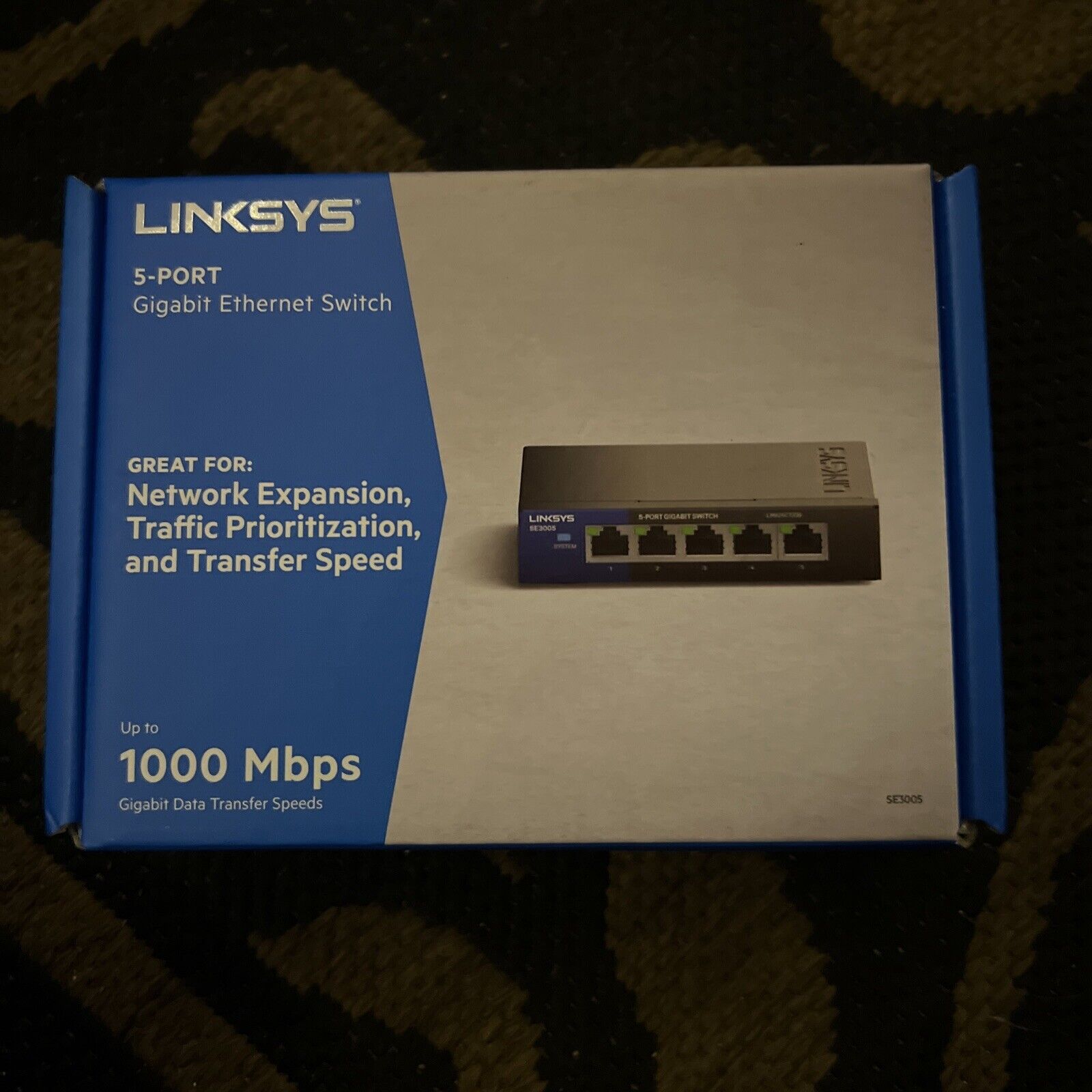 Linksys SE3005 5 Port Gigabit Ethernet Switch 1000 Mbps Open Box