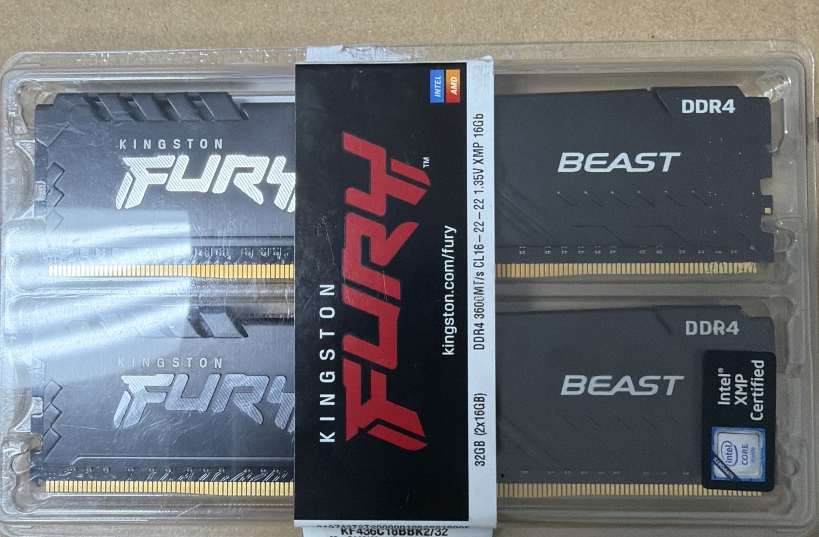 Kingston KF436C18BBK2/32 Fury Beast Black Desktop 32GB Kit 2x16GB PC4-2880