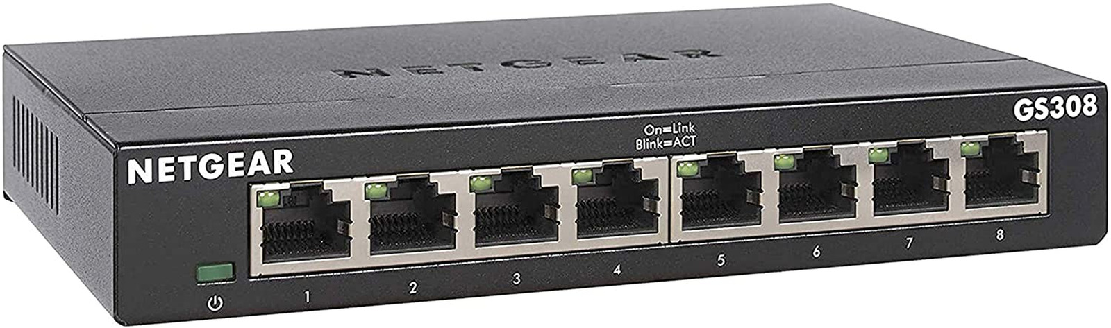 NETGEAR 8-Port Gigabit Ethernet Unmanaged Switch (GS308) - Home Network Black