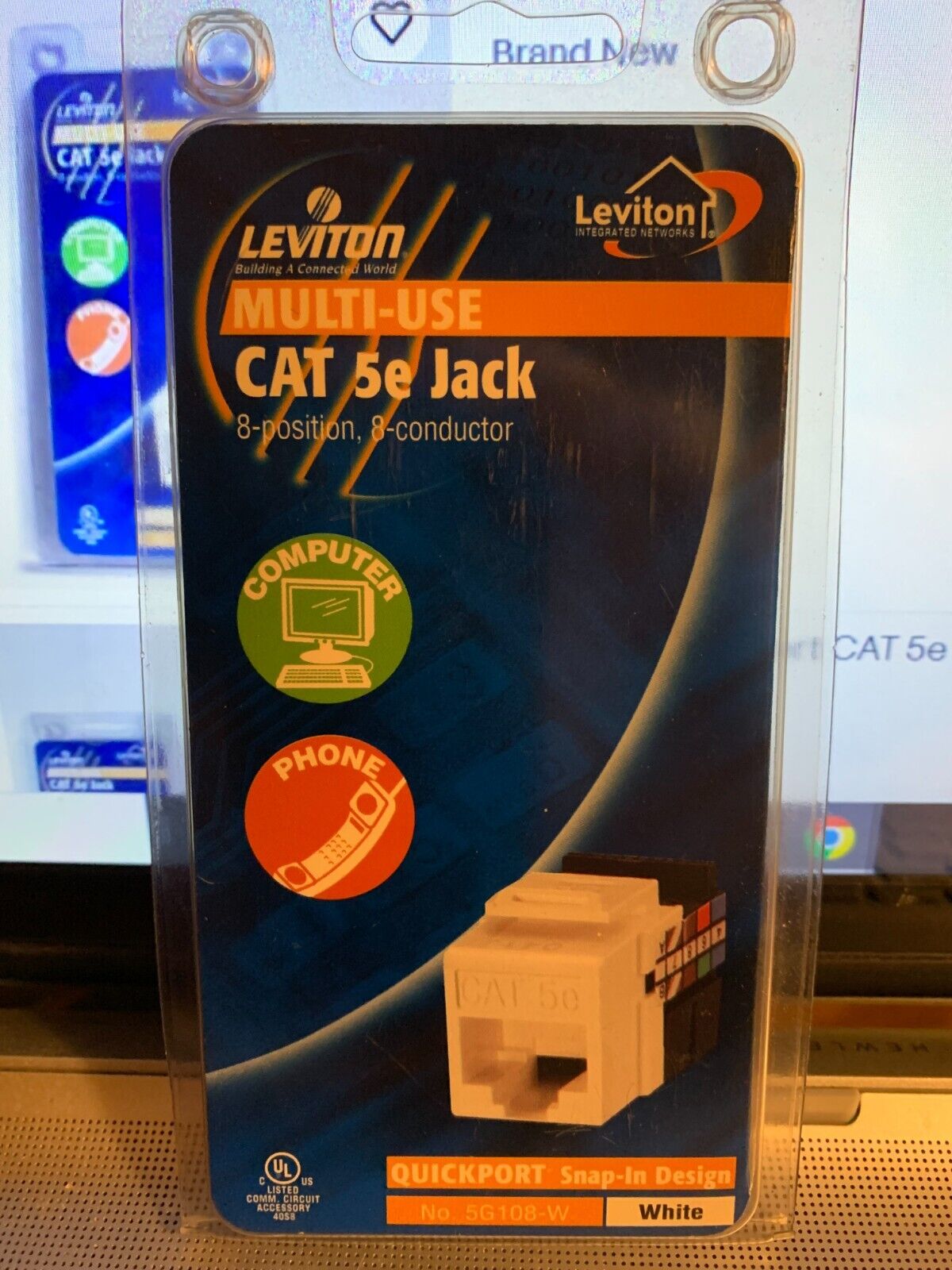 LEVITON JACK Quickport CAT 5e R06-5G108-W Multi-Use White Snap in Design NEW