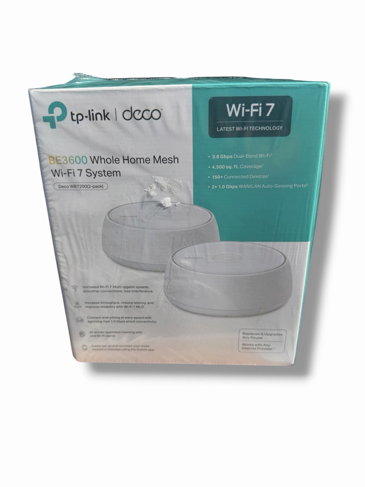 New TP-Link Deco WB7200 (2-Pack) Whole Home Mesh Wi-Fi 7 System BE3600